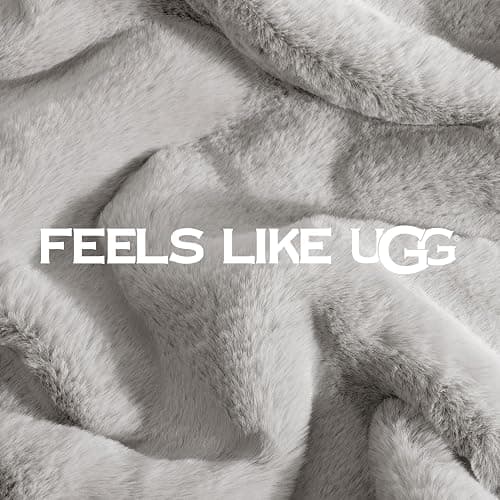 UGG Euphoria Plush Faux Fur Throw Blanket, Oversized Warm Throw for Couch or Chair, Luxury Bedroom Decor, Christmas Cozy Blankets, Machine Washable, 50-inch x 70-inch, Seal Grey thumbnail 8