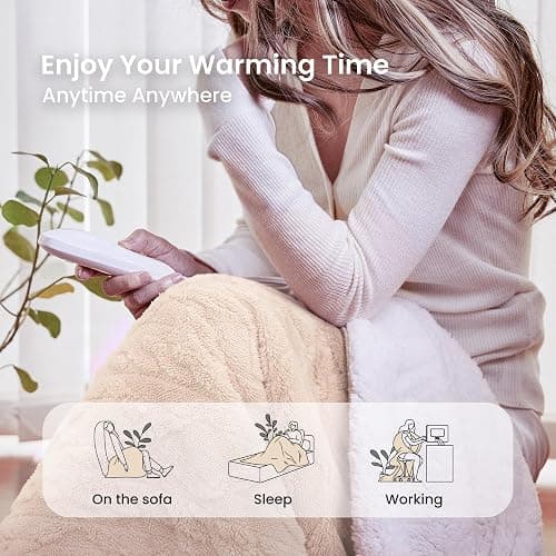 Aheadpret Heated Blanket-Electric Blanket 50"x60" Soft Heated Throw Blanket with 5 Heating Levels & 3 Hours auto-Off,Machine Washable (Beige thumbnail 5