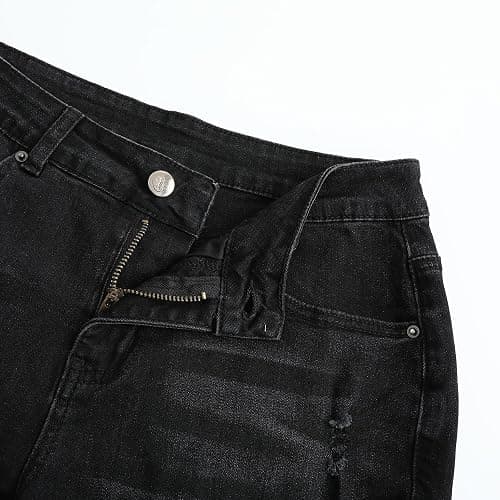 THUNDER STAR Womens Stretchy Mid Rise Flare Jeans Distressed Denim Bell Bottom Pants thumbnail 4
