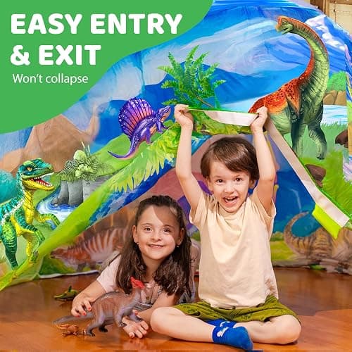 W&O Dino Aerodome with LED Lights - Inflatable Jurassic Fort for Kids Aged 3-12, Inflates in Seconds Creating an Immersive Dinosaur Experience (Fan Not Included) thumbnail 3