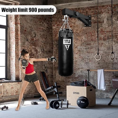VivaZen Adjustable Heavy Duty Bag Hanger,Wall Mount Punching Bag Hanger,Thickened Steel Plate and Stainless Steel kit for Home Gym Indoor Outdoor (Supports up to 900Ib) thumbnail 5