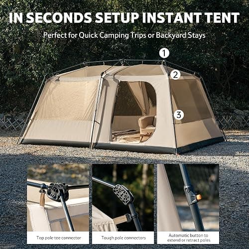 Naturehike Village Lite Camping Tent, 60S Easy Setup Instant Tents for Camping, Double Layer 4/8 Person Tent with with Full Rainfly thumbnail 6