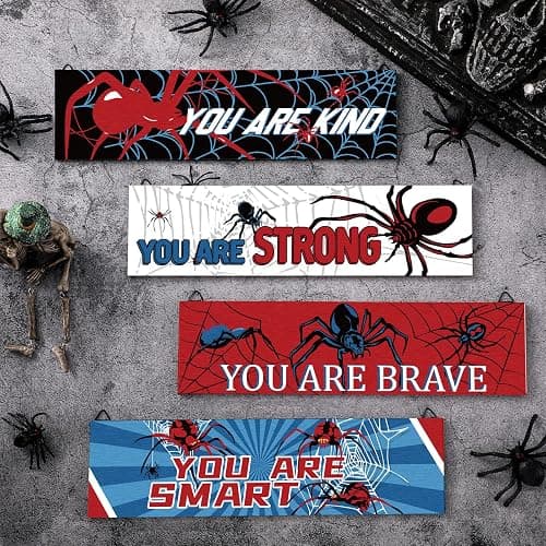 Geetery 4 Pcs Bedroom Wall Decor Boys Spider Room Decor for Kids Inspirational Wooden Hanging Sign Motivational Quote Car Wall sign for Boys Kids Nursery Playroom Kindergarten(11.8 x 3.1 Inch) thumbnail 6