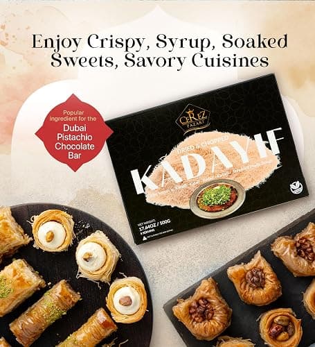 Cerez Pazari Kataifi Shredded Fillo Dough 1.1 lb. Shredded Phyllo Dough, Kadayif Ingredient For Dubai Chocolate Bar Pistachio, Raw, Dried, Chopped Kataifi Pastry, Knafeh, Kunafa thumbnail 7
