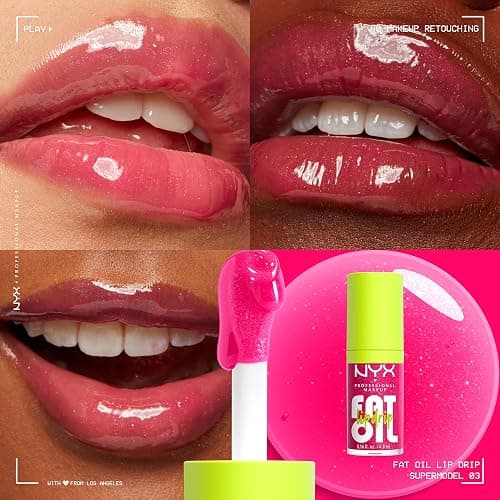 NYX PROFESSIONAL MAKEUP Fat Oil Lip Drip, Moisturizing Lip Oil Gloss, Vegan Tinted Formula, Up to 12 HR Hydration - Supermodel (Shimmering Magenta) thumbnail 3