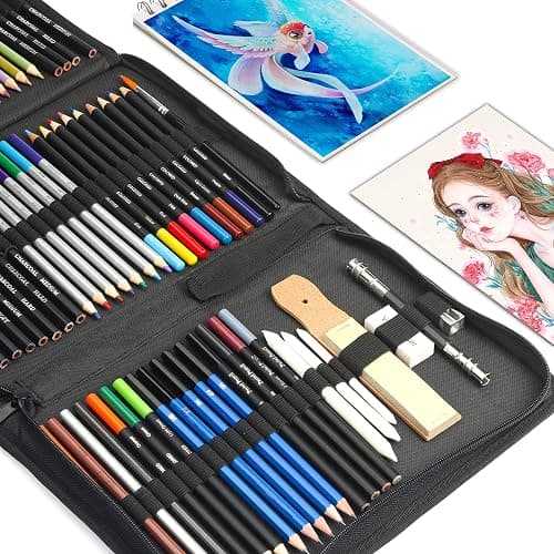 KALOUR 76pc Art Supply Set - Sketching & Drawing Kit with Tutorial Book, Sketchbook & Paper - Pencils, Pastels, Watercolors for Beginner Artists thumbnail 4