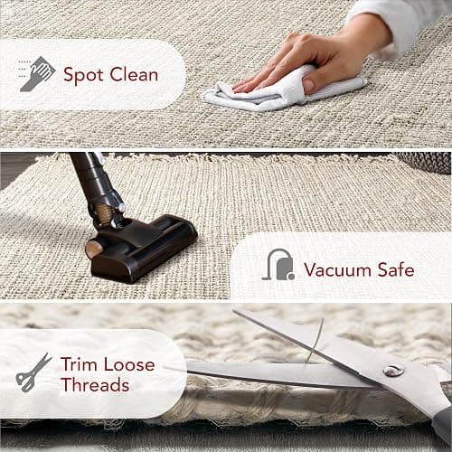 nuLOOM 6x9 Daniela Jute Tassel Hand Woven Area Rug, Off White, Solid Chunky Farmhouse Design, Natural Fiber, For Bedroom, Dining Room, Living Room, Hallway, Office, Entryway thumbnail 4