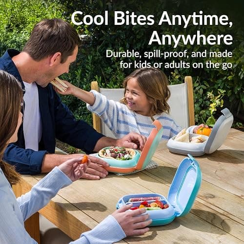 Bentgo Chill Mini Leak-Proof Lunch Box – Built-In Ice Pack Keeps Food Cold, 2.7-Cup Capacity for Snacks or a Sandwich, 3 or 4 Compartments, PFAS & BPA-Free, Ideal for Adults & Kids 3+ (Tide Blues) thumbnail 5