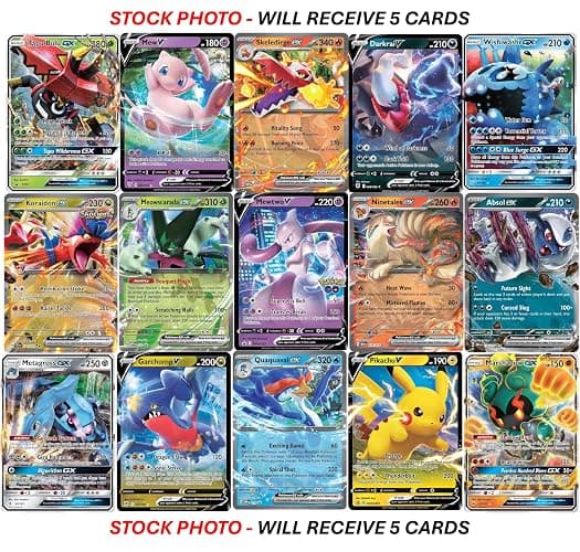5 Pokemon Ultra Rare Card Lot - V, Gx, ex, Assorted Variety - No Duplicates thumbnail 3