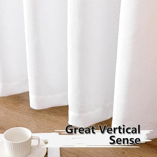 Tollpiz Linen Curtains Living Room Rod Pocket Semi Sheer Curtain Burlap Light Filtering Thick Linen Drapes for Bedroom, 38 x 63 inches Long, White, Set of 2 Panels thumbnail 5
