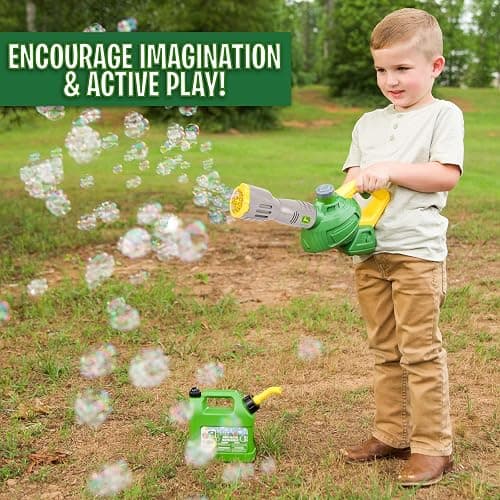 John Deere Bubble Leaf Blower Toy for Kids Includes 24oz Bubble Refill Gas Can, Outdoor Bubble Machine for Kids, Easy to Use, Outdoor Play, Great Gift Toddler 3+ thumbnail 3