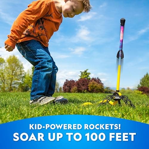 NATIONAL GEOGRAPHIC Air Rocket Toy – Ultimate LED Rocket Launcher for Kids, Jump and Launch The Light Up, Air Powered, Foam Tipped Rockets up to 100 Feet thumbnail 2