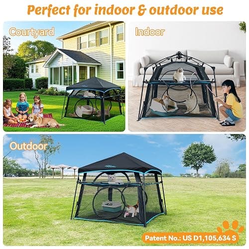 Extra Large Catio Outdoor Cat Enclosure, 2-Tier Foldable Cat Tent with 3 Doors for Patio, Balcony, Indoor & Camping, Weatherproof Sunproof Cat Playpen with Carry Bag Included（Patented） thumbnail 3