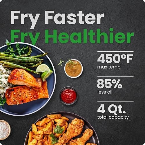 Chefman Air Fryer – 4 QT Compact Airfryer for Quick & Easy Meals in Minutes, Features Hi-Fry Technology for Extra Crisp, Touchscreen Controls with 4 Presets, Nonstick & Dishwasher Safe Basket - Black thumbnail 3
