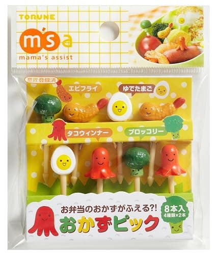 CuteZCute Bento 3D Food Pick, 8-Piece, Broccoli, Octopus, Fried Shrimp, Egg - Image 1