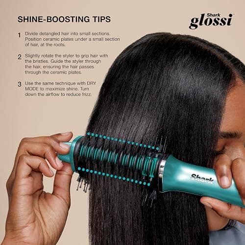 Shark Glossi 2-in-1 Hot Tool and Air Glosser, Ultra-Fast, Ultra-Glossy Blowouts at-Home, Heat-Controlled Ceramic, Curly, Coily, and Color Friendly, Jewel Teal, HT302TL thumbnail 13