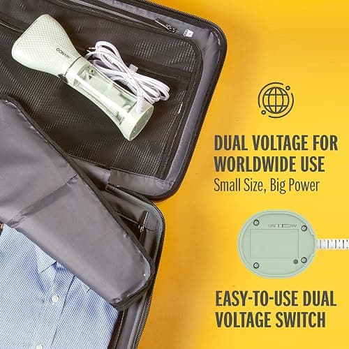 Conair Handheld Garment Steamer for Clothes - Power Steam: Small Size, Big Power - Great for Home, Office, or Travel with Dual Voltage for Worldwide Use, Mint Green thumbnail 7