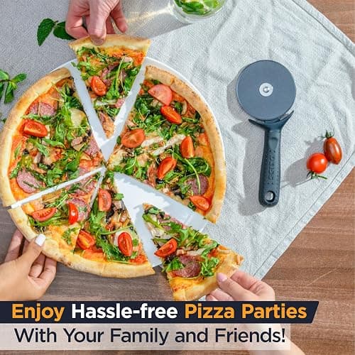 Deiss Lux Heavy Duty Pizza Cutter With Wheel Slicer- Stainless Steel Sharp Smooth Pizza Cutter Wheel With Easy Grip Non-Slip Handle, Dishwasher Safe (BLACK) thumbnail 9