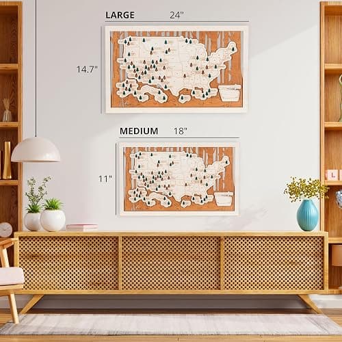 National Parks Map – USA Travel Tracker with Checklist, Pins & Stickers – Adventure Gift for Park Lovers, Couples & Families, Bucket List Wall Art Decor thumbnail 7