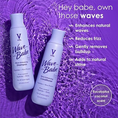 V&Co. Wave Babe Wavy Hair Shampoo, Sulfate Free & Paraben Free Hydrating Hair Care with Rice Protein & Peptides for Frizz Control & Wave Definition – 12 fl oz thumbnail 3