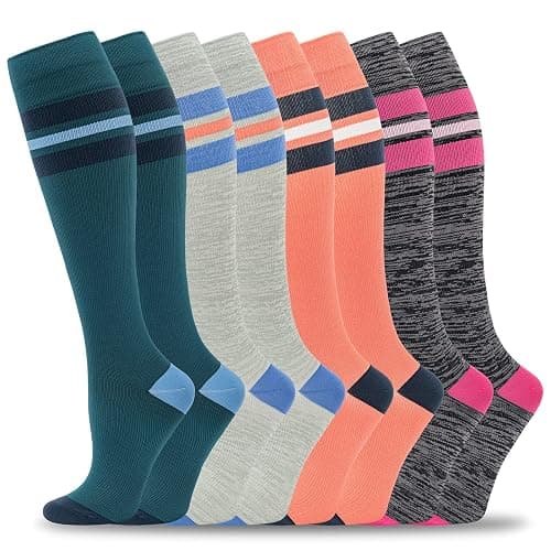 fenglaoda 8 Pairs Compression Socks for Men & Women 20-30 mmHg Knee High Nurse Pregnant Running Medical and Travel Athletic - Image 1