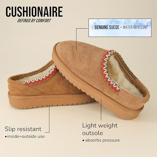 CUSHIONAIRE Keto Womens Slippers Slip-On Suede Mule Slipper - Cozy & Stylish, Memory Foam & Faux Fur Lining, Wide Widths Available thumbnail 7