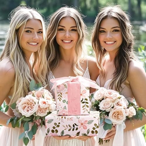 BIOBROWN Reversible Floral Wrapping Paper Roll - 17 Inches X 33 Feet (47 sq. ft. ttl.) Pink Watercolor Roses Design Flower Gift Wrap for Mother's Day, Wedding, Bridal Shower, Valentine's Day thumbnail 7