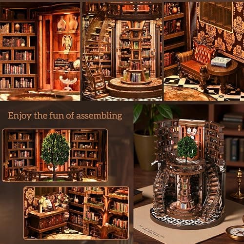 Book Nook，DIY Miniature Book Nook Kit for Adults and Teens，3D Wooden Tiny House for Family and Friends，Bookshelf Dollhouse Decor in Halloween/Christmas thumbnail 5