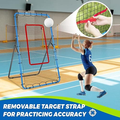 JOLORLY 2-in-1 Volleyball Rebounder Net System, Adjustable from 7x4 ft to 4x4.5 ft, 4-Angle Bounce Back Net, Training Equipment for Volleying, Bumping, Spiking Practice, Resists Twisting thumbnail 6