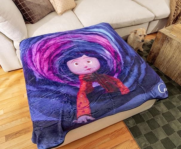 Coraline Jones Oversized Plush Throw Blanket | Cozy Sherpa Cover for Sofa, Bed | Super Soft Fleece Blanket | Official Laika Movie Collectible | 45 x 60 Inches thumbnail 8