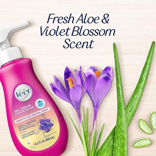 Veet Sensitive Skin Hair Removal Cream For Women, Painless Bikini Hair Removal Gel, Dermatologically Tested Depilatory Cream For Bikini Line, Legs, Arms, Underarms, 13.5 FL OZ Pump Bottle with Tool thumbnail 8