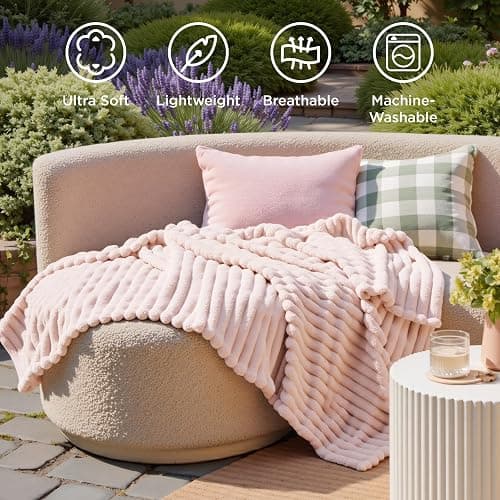 Bedsure GentleSoft Crystal Pink Throw Blanket for Couch - Cozy Soft Blankets for Women, Cute Small Throws for Girls, 50x70 Inches thumbnail 6