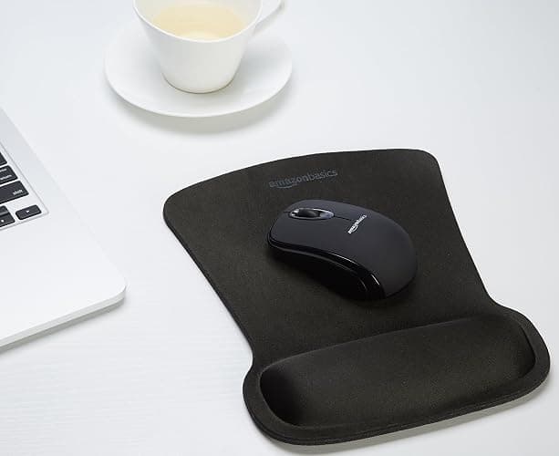 Amazon Basics Irregular Ergonomic Gel Computer Mouse Pad with Wrist Rest for Pain Relief, 10.1L x 8.1W inches, Black thumbnail 6