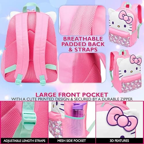 Hello Kitty Sanrio Backpack for Girls Tweens Kawaii Rucksack School Bag Lightweight Teens Anime Daypack for PE Sports Holiday Travel Sleepovers thumbnail 5