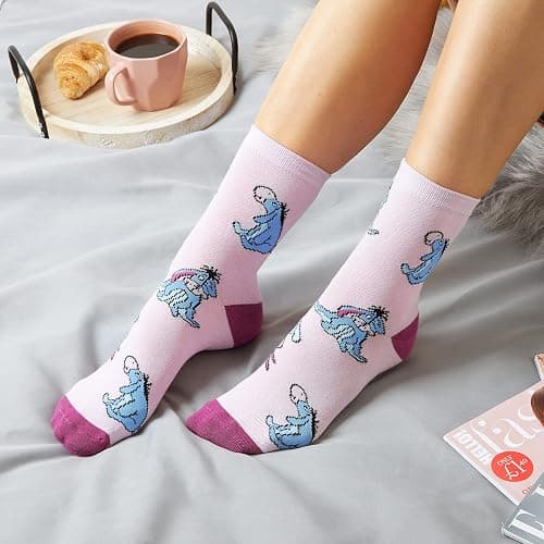 Disney Stitch Socks Pack of 5 Soft Cotton Cute Crew Socks for Teens Women Princess Minnie Baby Yoda Fun Designs Gifts for Her thumbnail 4