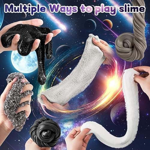 6 Pack Galaxy Slime Kit - Cloud Slime, Butter Slime & Clear Slime, Black Slime for Kids with Slime Add-ins, 360ml Slime Kit for Boys & Girls Birthday, Halloween, Christmas, Easter Party Favors thumbnail 4