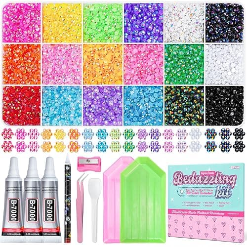 Rhinestones Bedazzling Kit 25000Pcs 18 Essential Colors for 20+ DIY Crafts | Multicolor 3mm Flatback Bedazzler Gems Kit with Rhinestones & 3Pcs Glue, Starter Friendly Diamond Art Birthday Gift for Women - Image 1