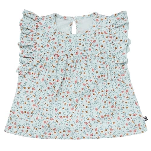 Modern Moments by Gerber Baby Girls' 4-piece Set (2 Flutter Sleeve Top & 2 Ruffle Wide Leg Short) thumbnail 4