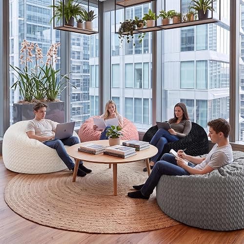 Hobestluk Bean Bag Chair Large Washable Soft Living Room Adult 5Ft White | No Assembly Required Memory Foam Filling Machine Washable Cover Bedroom Dorm Reading Gaming Fluffy Plush Faux Fur Fabric thumbnail 5