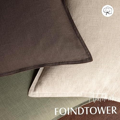 Foindtower Pack of 2, Decorative Linen Soild Throw Pillow Covers Soft Accent Cushion Case Boho Farmhouse Neutral Pillowcase for Couch Sofa Bedroom Living Room Home Decor 18 x 18 Inch Reddish Brown thumbnail 4