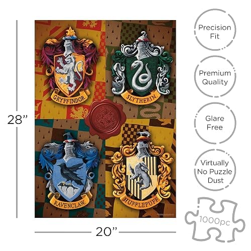 AQUARIUS Harry Potter Puzzle House Crests (1000 Piece Jigsaw Puzzle) - Officially Licensed Harry Potter Merchandise & Collectibles - Glare Free - Precision Fit - 20x28in thumbnail 3