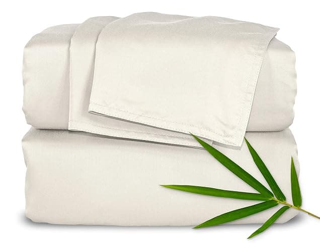 Pure Bamboo Twin XL Sheets, Genuine 100% Organic Viscose Derived from Bamboo Bed Sheet Set, Luxuriously Soft & Cooling, Double Stitching, 2 Year Quality Promise (Twin XL, Ivory) - Image 1