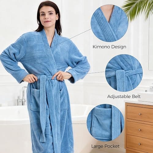 PJGGZ Towel Robe for Women – Soft Absorbent Kimono Bathrobe, Quick-Dry Spa Shower & Hotel Use thumbnail 4