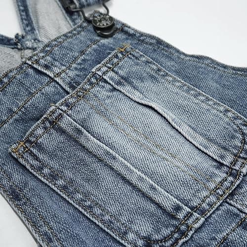 KIDSCOOL Girls Denim Overalls, Little Big Wide-Leg Jean Dungarees Pants | Breathable Soft Cotton Denim,Baggy Overalls,Loose Fit Jeans Jumpsuit , Overall Flare Pants for Teens thumbnail 5