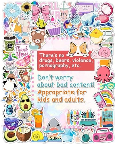 300 Pcs Stickers for Kids, Cute Water Bottle Vinyl Waterproof Laptop Stickers for Students Gifts School Supplies Classroom Teacher Prizes Stocking Stuffers Sticker Pack for Kids Girls Teens thumbnail 5