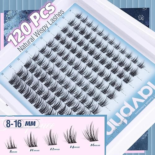 Lash Clusters Kit Wispy Cluster Eyelash Extensions Natural Individual Lashes Extension 8-16MM Short Cluster Lashes C Curl Eyelash Clusters Spikes 120 Pcs Spiky DIY Lash Kit for Everyday Wear thumbnail 4