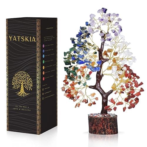YATSKIA 7 Chakra Tree of Life, Crystals and Healing Stones, Birthday Gifts for Women - Crystal Tree for Positive Energy, Home Office Decor, Spiritual Gifts for Women - Image 1