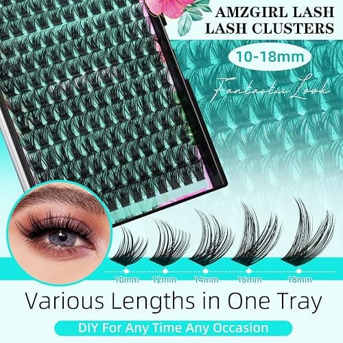 Lash Clusters Kit 168pcs Lash Extension Kit Cluster Lashes Natural Look with Lash Bond and Seal Waterproof, Lash Tweezer with Wet Look Ultra-Thin Band Lashes(Okra-Kit,D-10-18mm) thumbnail 3