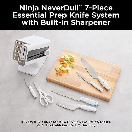 Ninja K12007WHBN NeverDull 7-Piece Prep Knife System, Essential, High Carbon Stainless Steel, Built-in Sharpener, White thumbnail 4