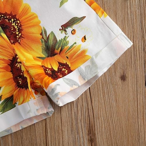 Ayalinggo Toddler Baby Girl Sunflower Print Overalls Shorts with Pocket Suspender Trousers Cute Summer Clothing Outfit thumbnail 5